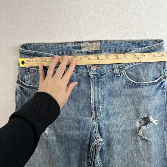 BKE 31 X 33.5 Jeans Long Harmony Stretch Low Rise Bootcut Flare Distressed Blue - Picture 10 of 16